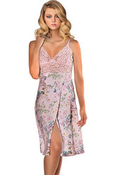 Lace & Floral Slit Dress – Effortless Elegance